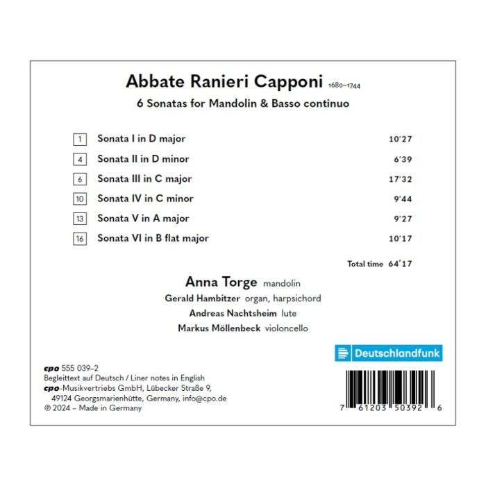 Capponi: 6 Sonatas for Mandolin & Basso continuo - slide-1