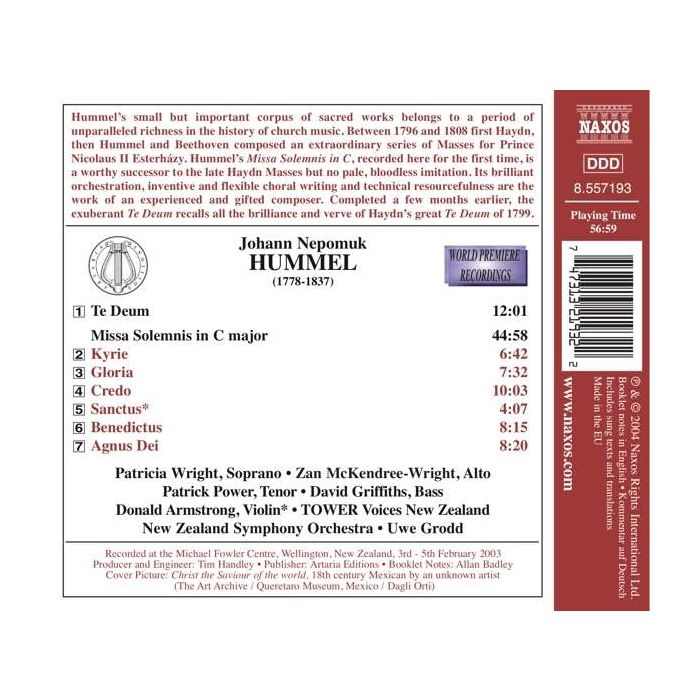 HUMMEL: Missa Solemnis, Te Deum - slide-1