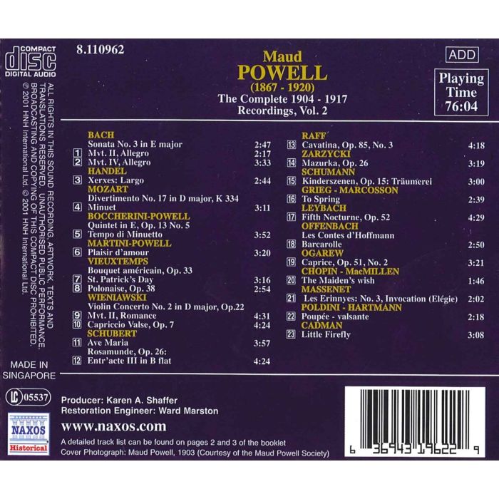 Maud Powell - Complete Recordings 1904-17, Vol 2 - slide-1