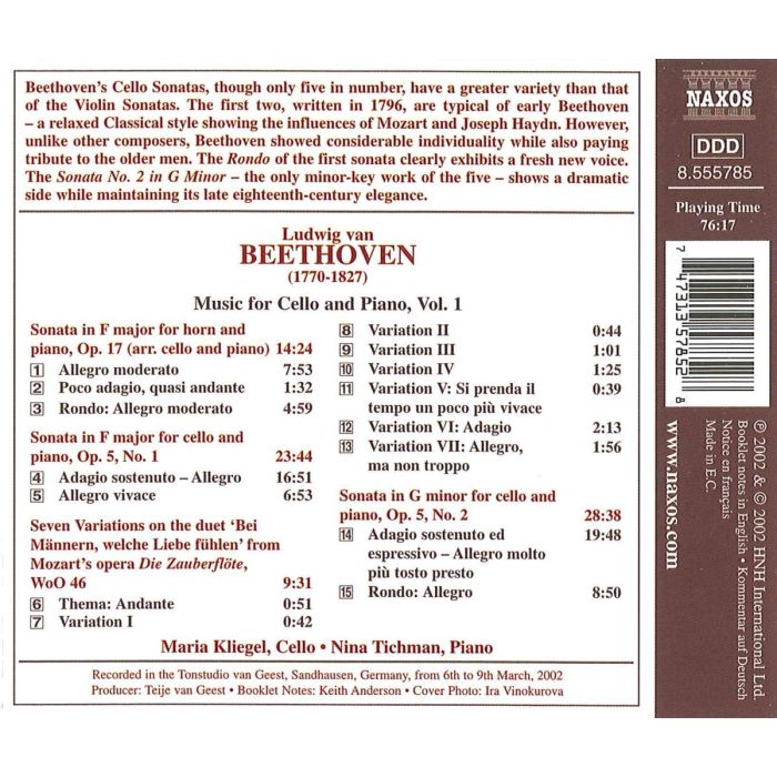BEETHOVEN: Cello Sonatas nos. 1 and 2 - slide-1
