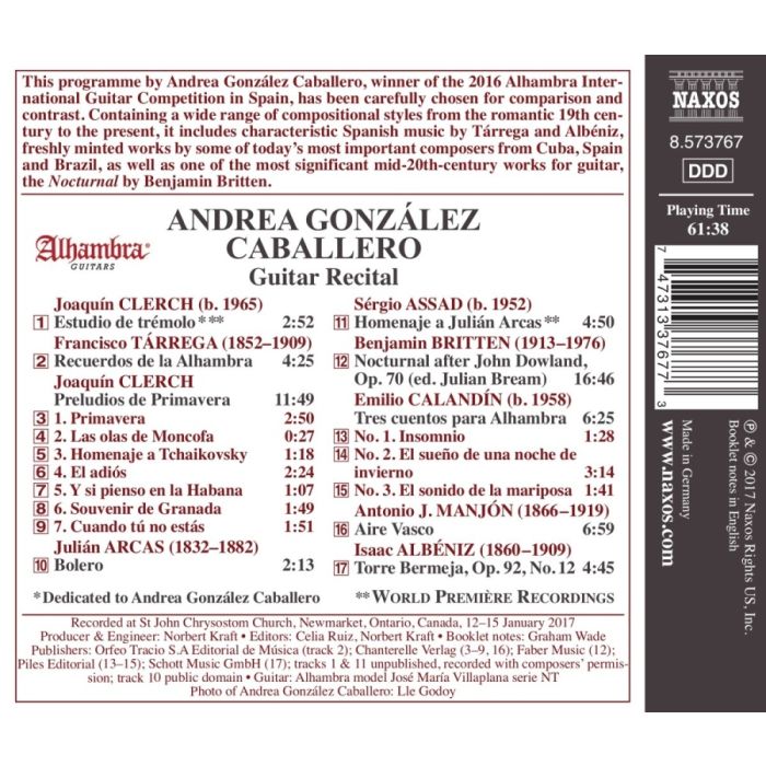 Gonzales Caballero: Guitar Recital - Clerch; Tarrega; Britten; Albeniz; ... - slide-1