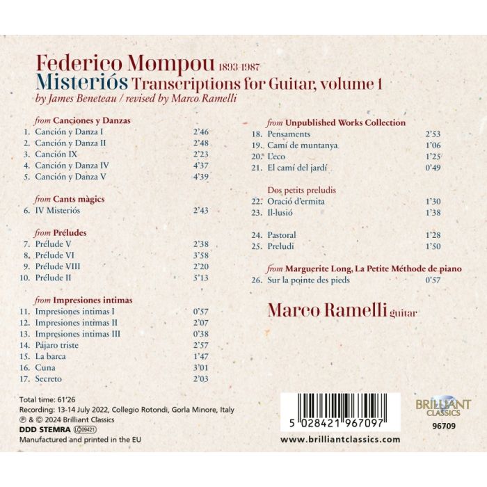 Mompou: Misteriós, Transcriptions for Guitar Vol. 1 - slide-1