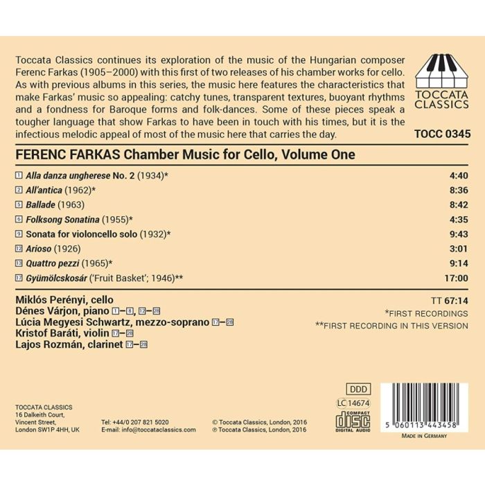 Farkas: Complete Chamber Music for Cello Vol. 1 - slide-1