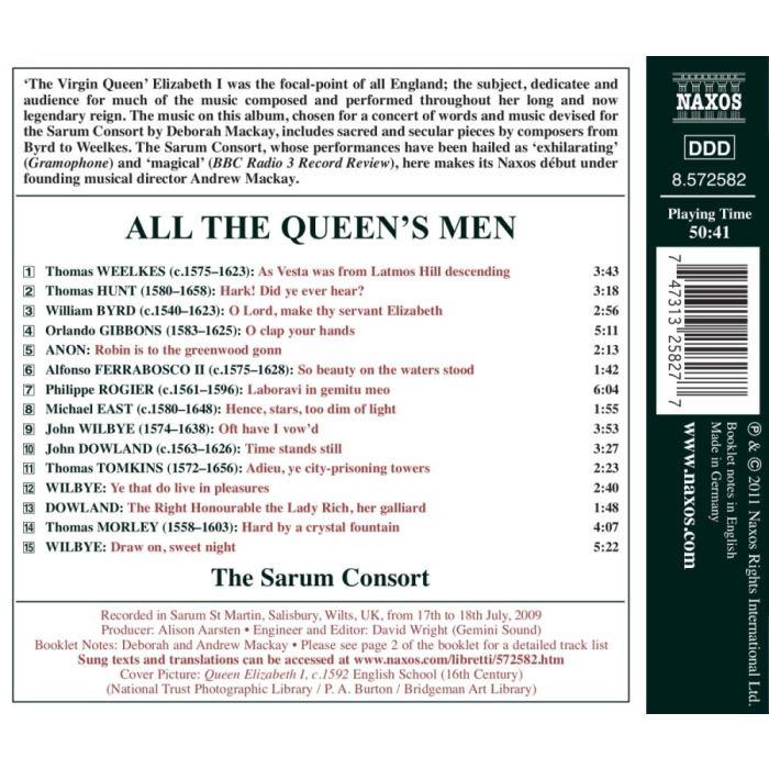 All the Queen's Men - Weelkes, Byrd, Hunt, Gibbons, Dowland, Morley - slide-1