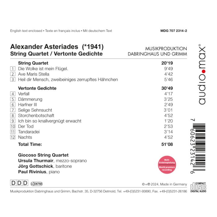 Asteriades: String Quartet & Vertonte Gedichte - slide-1