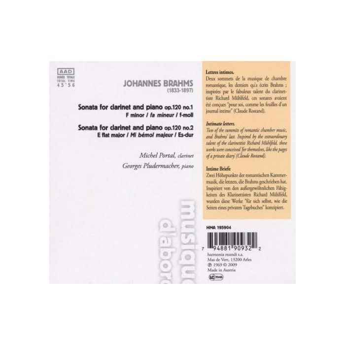 BRAHMS: Sonatas op. 120 for clarinet and piano - slide-1