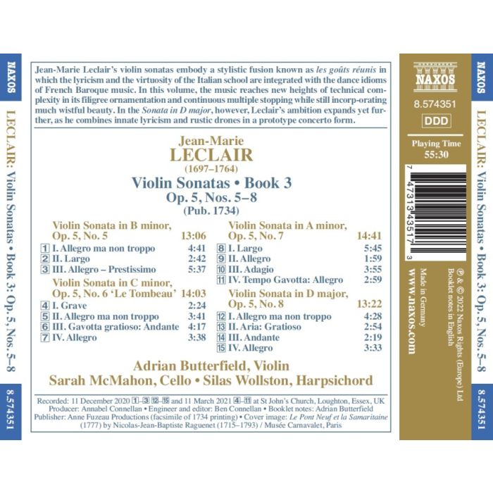 Leclair: Violin Sonatas Book 3 - Op. 5, Nos. 5–8 - slide-1