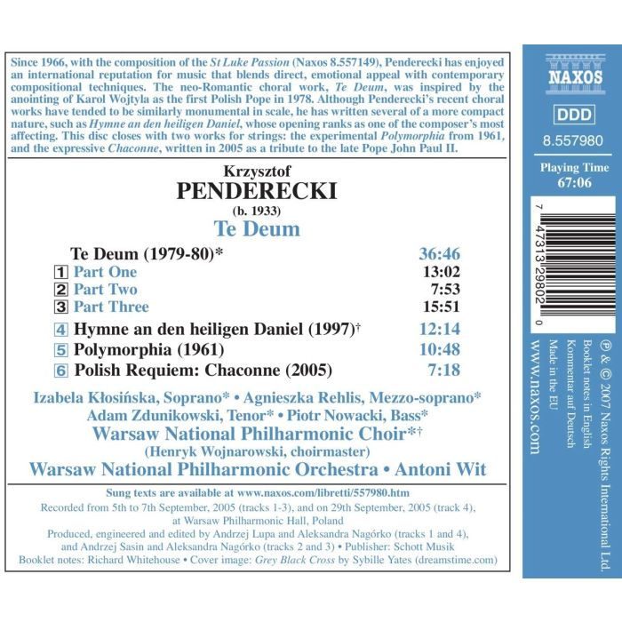 Penderecki : Te Deum, Hymne, Polymorphia - slide-1