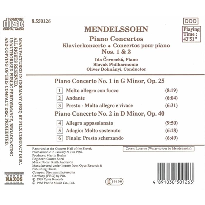 MENDELSSOHN: Piano concertos 1 & 2 - slide-1