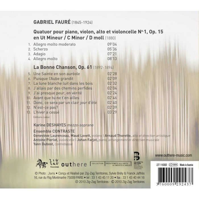 Fauré: La bonne chanson op. 61, Piano Quartet op. 15 - slide-1