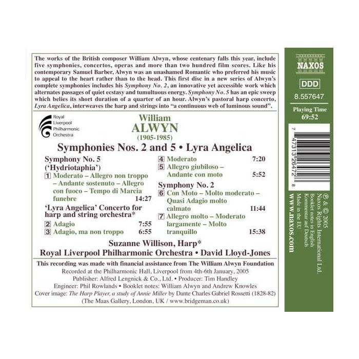 ALWYN: Symphonies Nos. 2 and 5, Harp Concerto, 