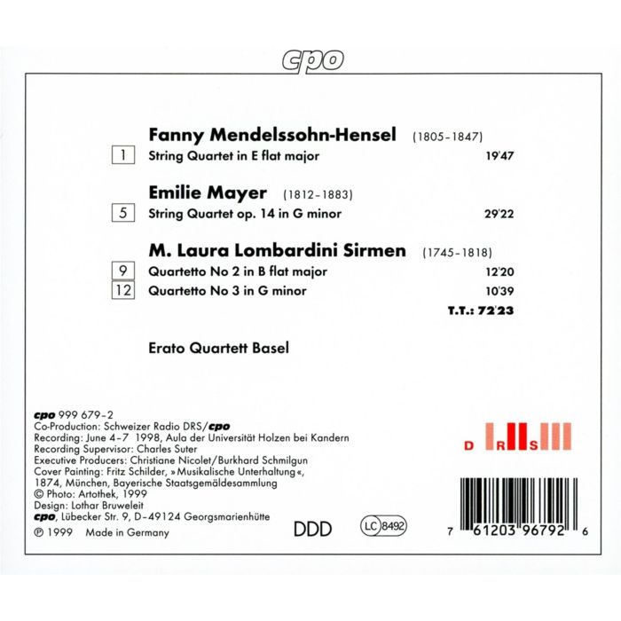 Fanny Mendelssohn /Mayer /Lombardini: String Quartets - slide-1