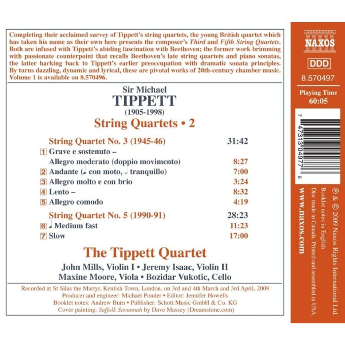Tippett: String Quartets Vol. 2 - Nos. 3 & 5 - slide-1