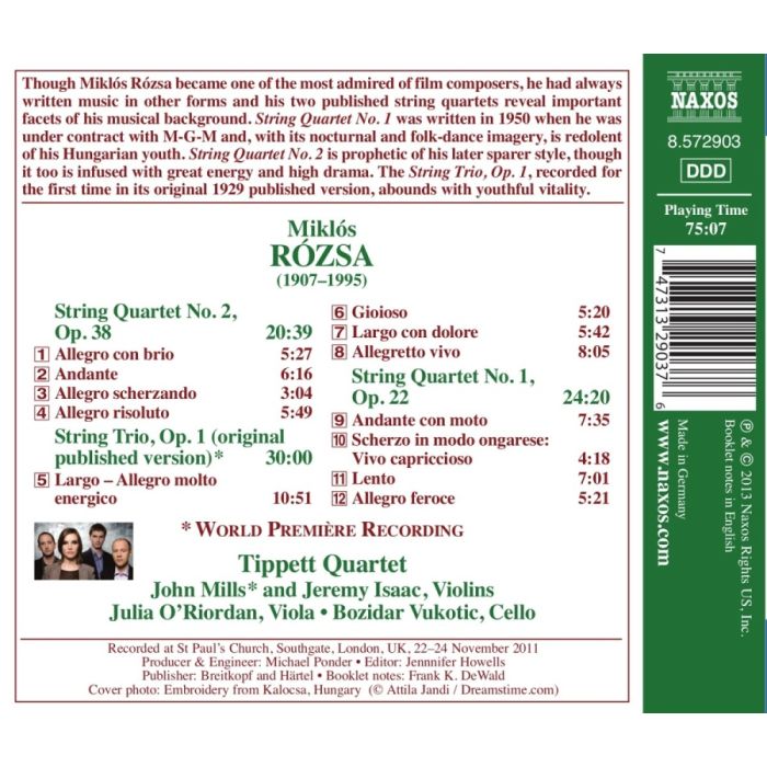 Rozsa: String Quartets Nos. 1 & 2, String Trio - slide-1
