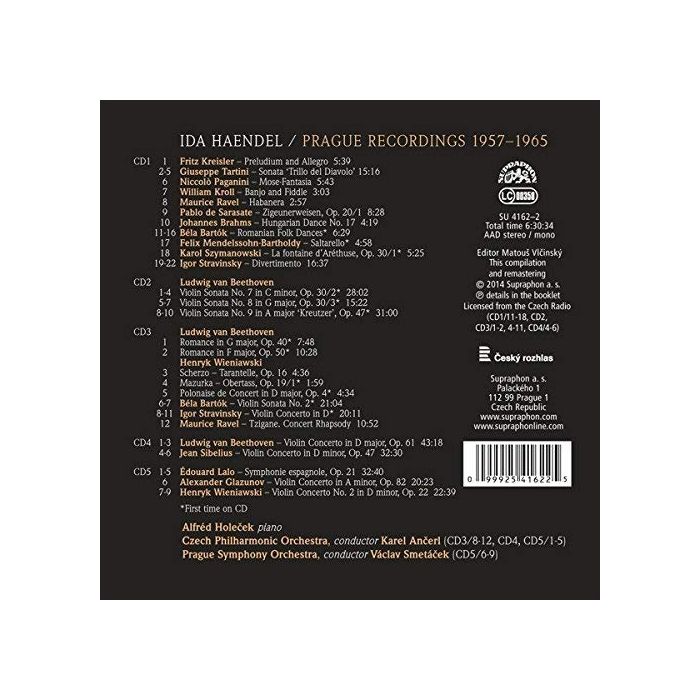 Haendel, Ida - Prague Recordings 1957-1965 - Kreisler; Tartini; Paganini; Szymanowski; Beethoven; Wieniawski; Sibelius; ... - slide-1