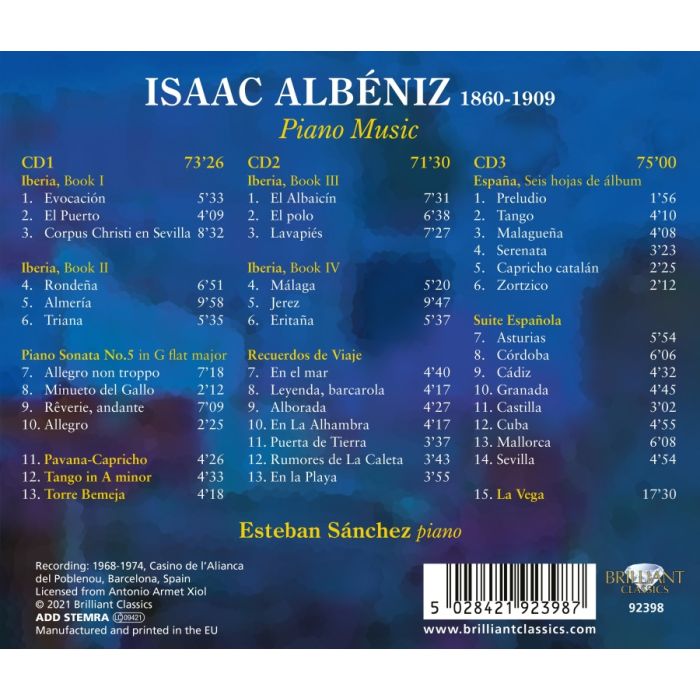 Albéniz: Iberia, España, Recuerdos de viaje, Sonata No. 5 - slide-1