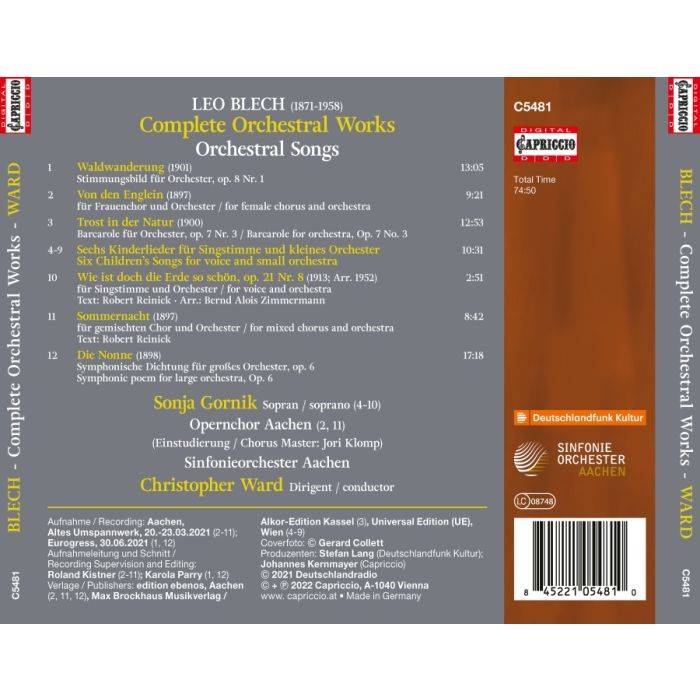 Blech: Complete Orchestral Works; Orchestral Songs - slide-1