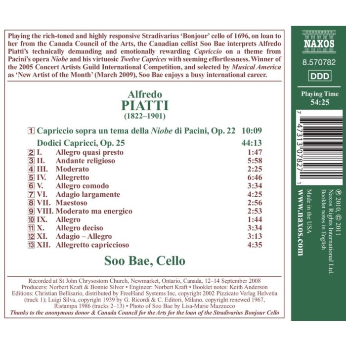 Piatti: 12 Caprices for Cello, Capriccio sopra un tema della Niobe di Pacini - slide-1