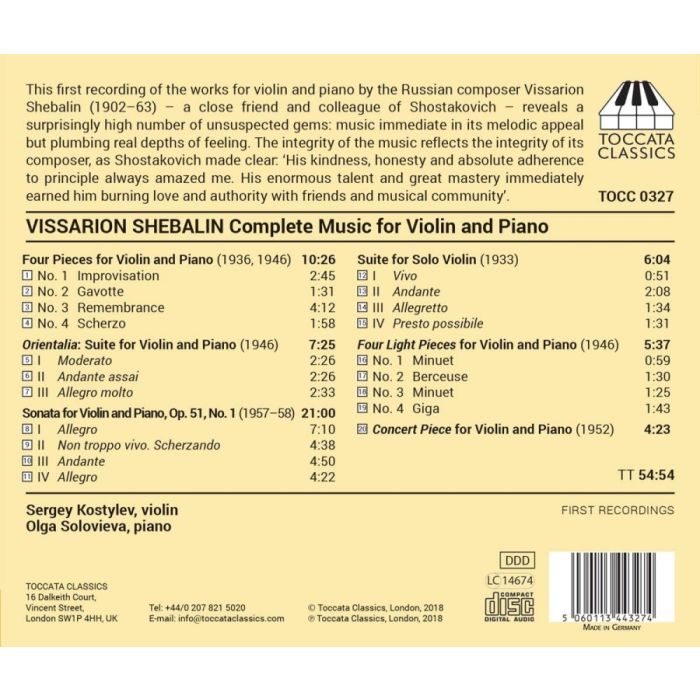 Shebalin: Music for Violin and Piano - slide-1