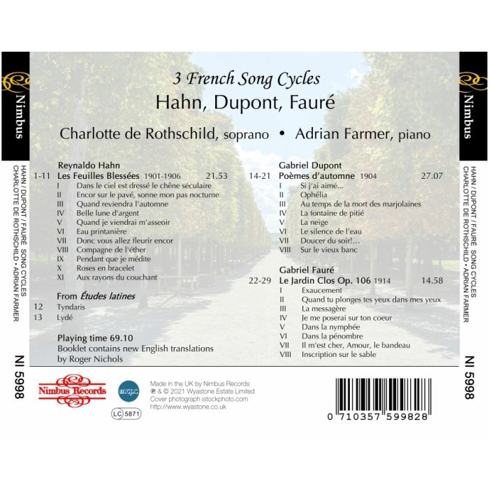 3 French Song Cycles - Dupont / Hahn / Fauré - slide-1