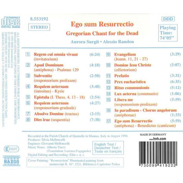 Ego sum Resurrectio: Gregorian Chant for the Dead - slide-1