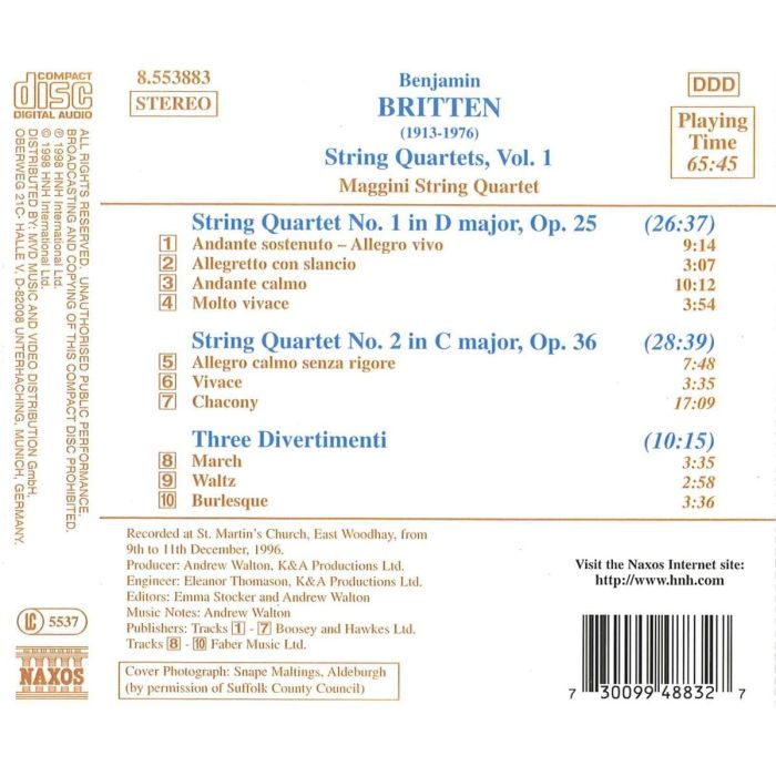 BRITTEN: String Quartets Nos. 1 & 2 - slide-1