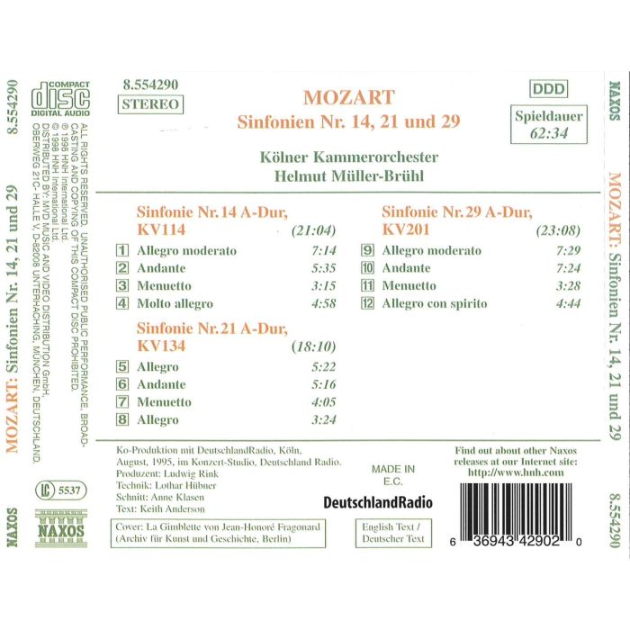 MOZART: Sinfonien nr 14, 21 & 29 - slide-1