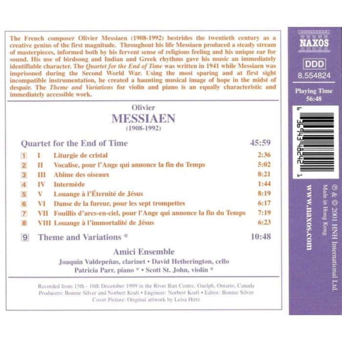 MESSIAEN: Quartet for the End of Time; Theme and Variations - slide-1