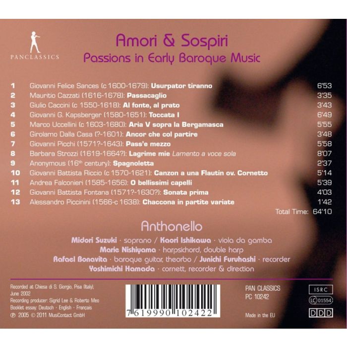 Amori & Sospiri - Passions in Early Baroque Music - Sances, Kapsberger, Caccini, Uccelini, ... - slide-1