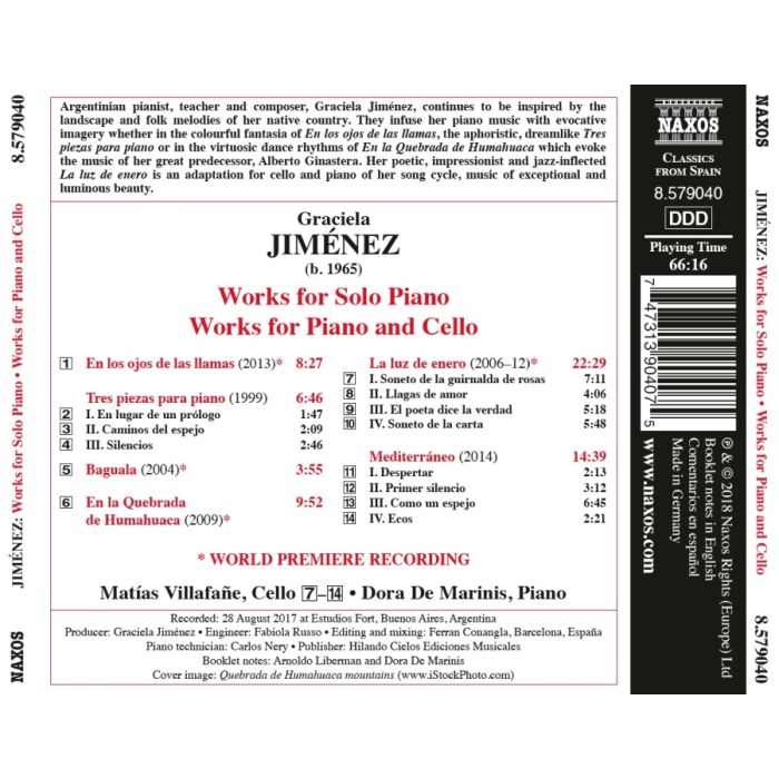 Jiménez: Works for Solo Piano; Works for Piano and Cello - slide-1