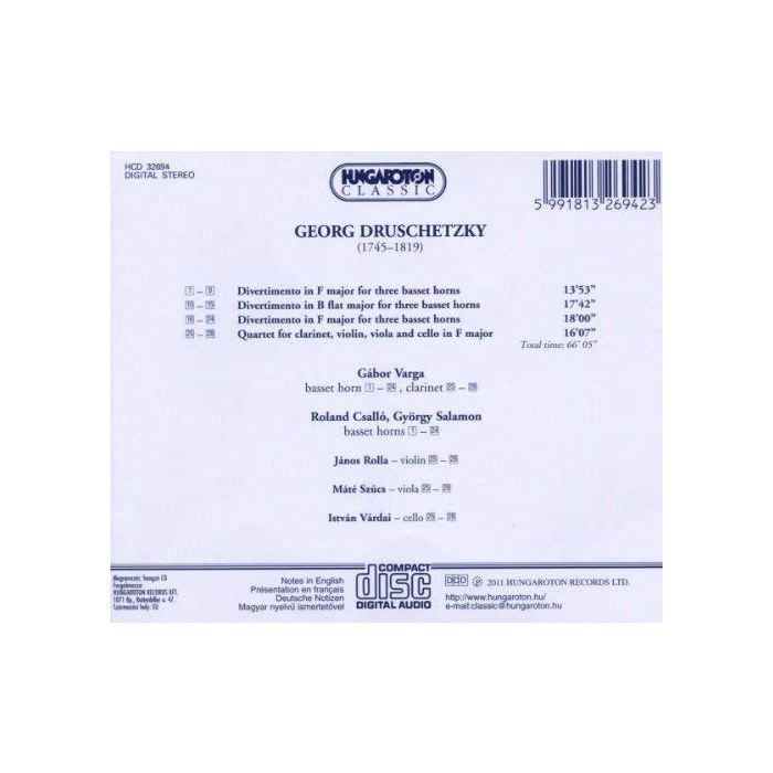 Druschetzky: 3 Divertimentos for Basset horn, Clarinet Quartet - slide-1