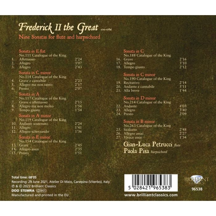 Frederick II The Great: Nine Sonatas for Flute and Harpsichord - slide-1