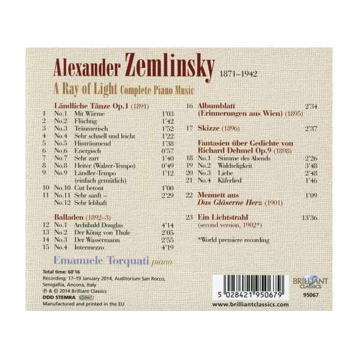 Zemlinsky: A Ray of Light: Complete Piano Music - slide-1