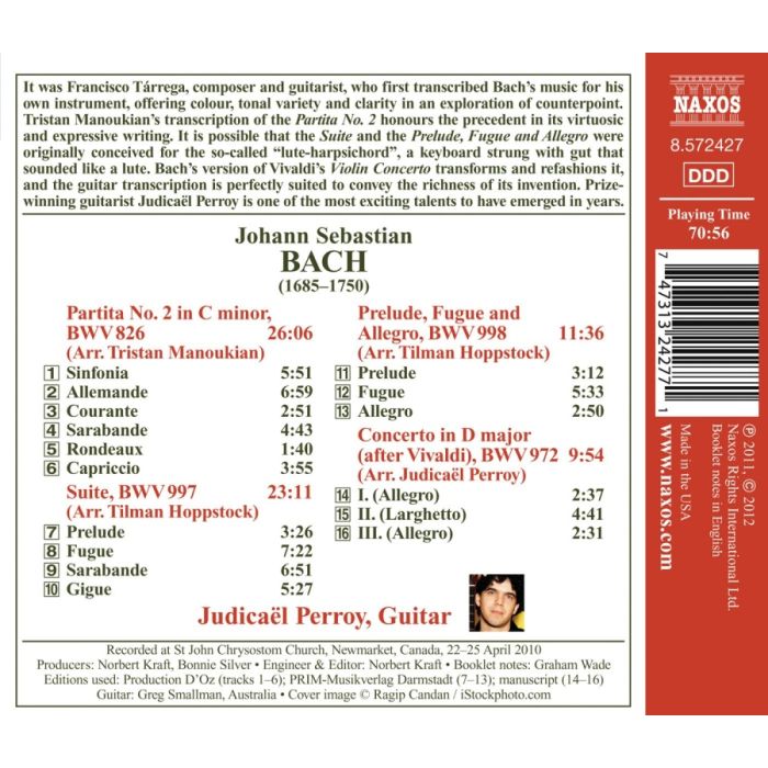 Bach: Transcriptions for Guitar - Partita BWV 826, Suite BWV 997, Prelude, Fugue & Allegro BWV 998, Concerto BWV 972 - slide-1