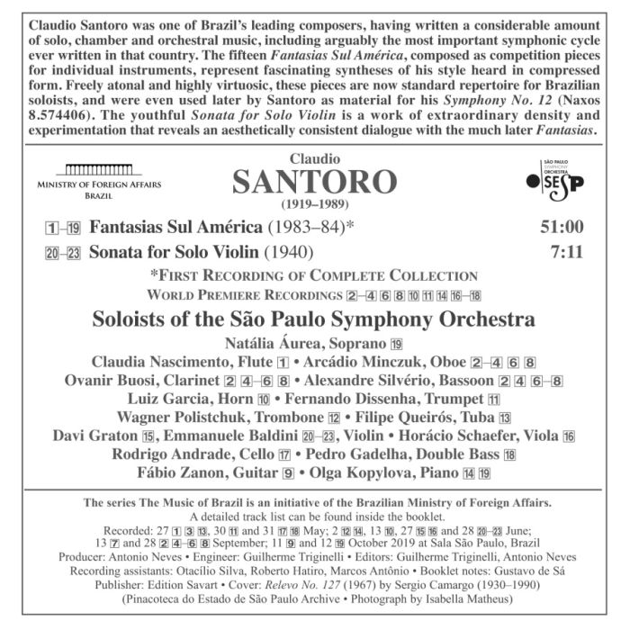 Santoro: Fantasias Sul América; Sonata for Solo Violin - slide-1