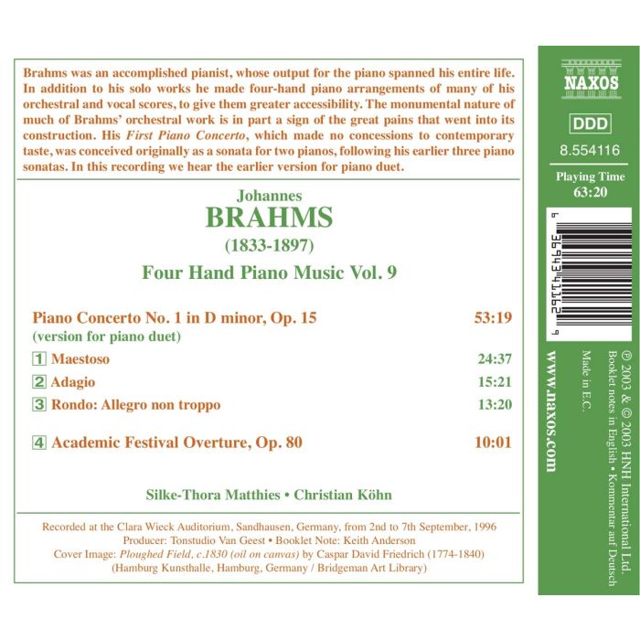 BRAHMS: Four hand piano music vol. 9 - slide-1