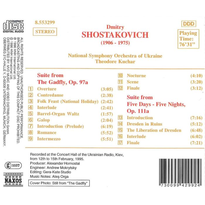 SHOSTAKOVICH: Gadfly Suite; Five Days-Five Nights Suite - slide-1