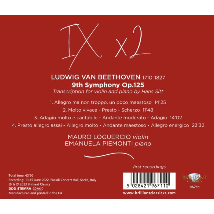 Beethoven: 9th Symphony, Transcription for Violin and Piano - slide-1