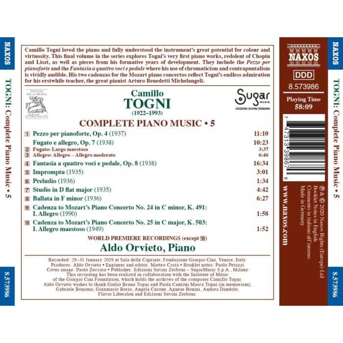 Togni: Complete Piano Music Vol. 5 - slide-1