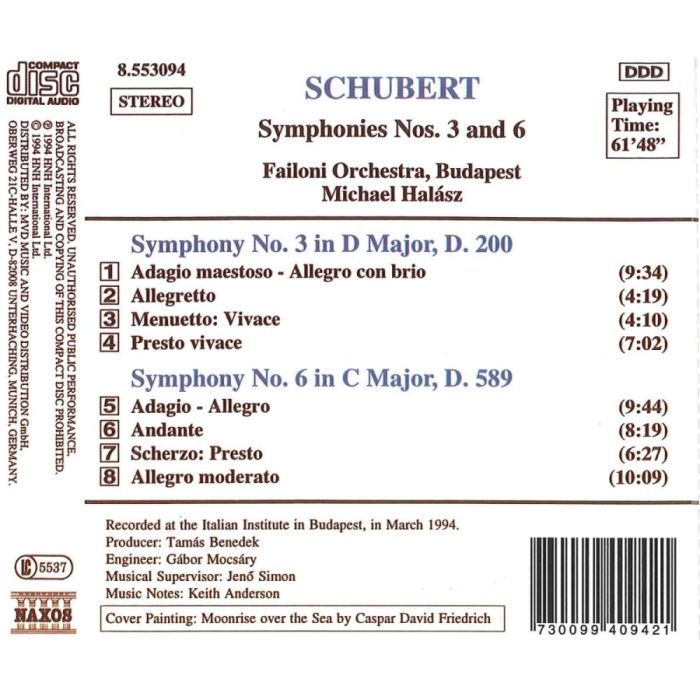SCHUBERT: Symphonies Nos. 3 and 6 - slide-1