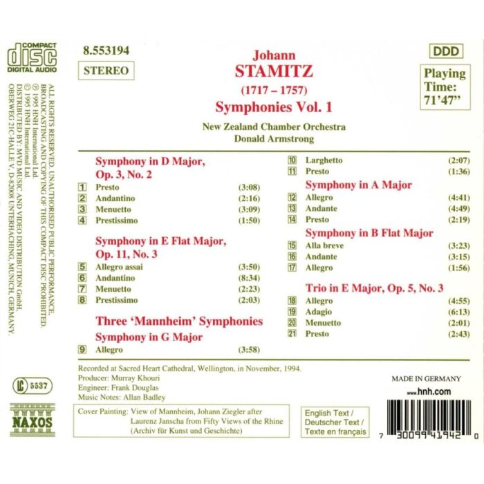 STAMITZ Johann: Symphonies Vol. 1 - slide-1