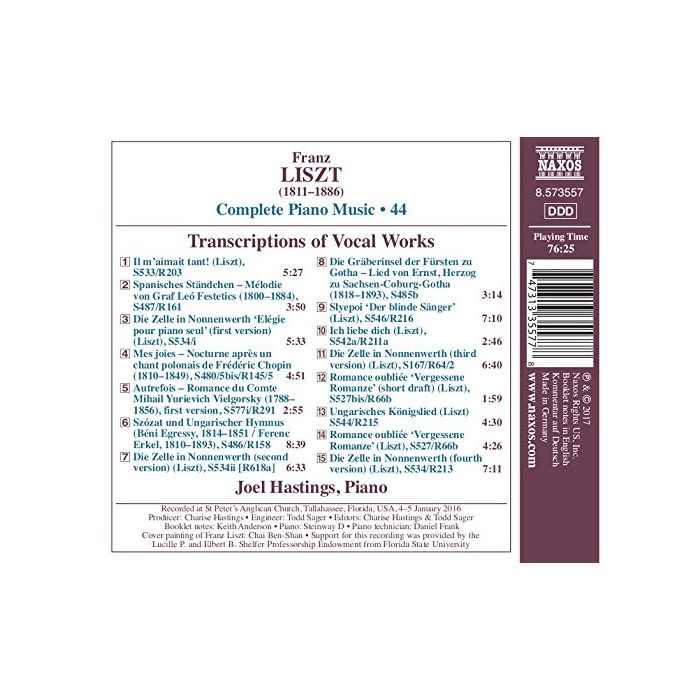Liszt: Complete Piano Music Vol. 44- Transcriptions of Vocal Works (Hastings) (Liszt Complete Piano Music, Vol. 44) - slide-1