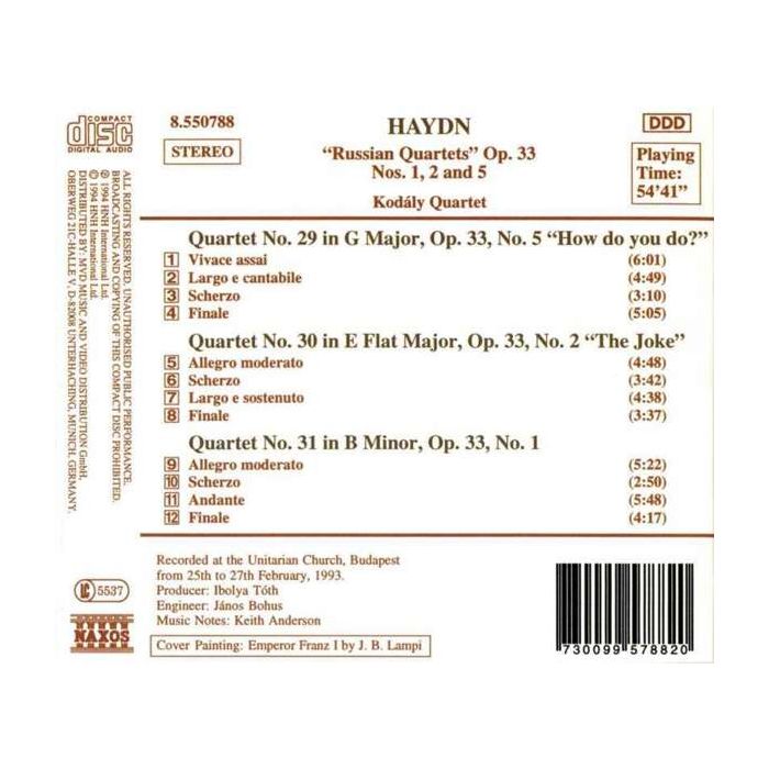 Haydn: String Quartets Op. 33 