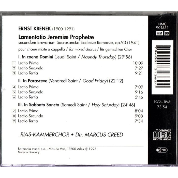 Krenek: Lamentatio Jeremiae Prophetae - slide-1