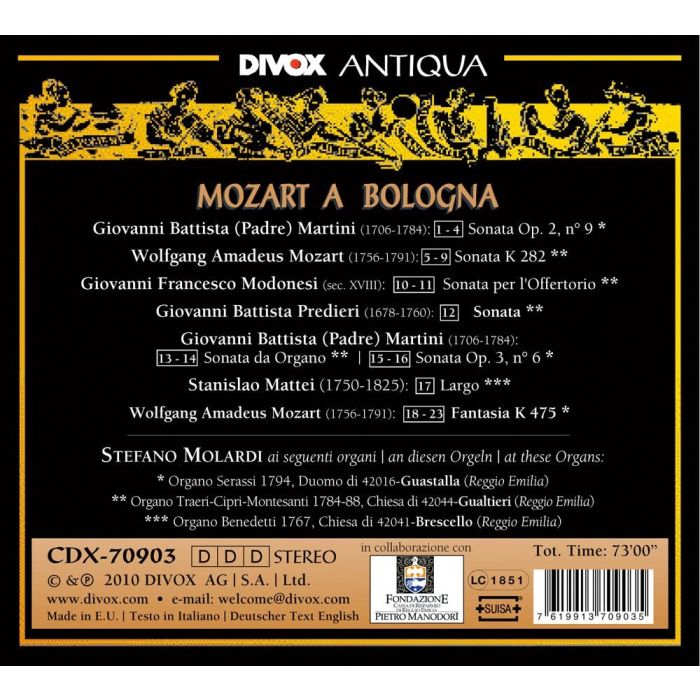 Mozart A Bologna (Historic Organ Series Vol.8) - slide-1