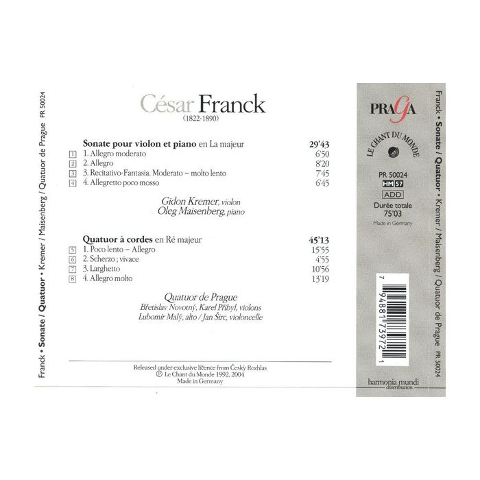 Frank: Violin Sonata, String Quartet - slide-1