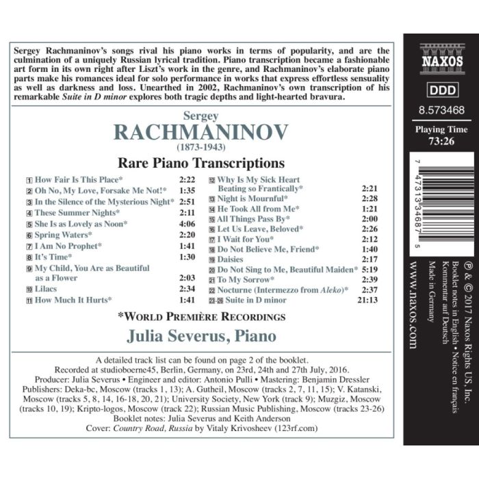 Rachmaninov: Rare Piano Transcriptions - slide-1