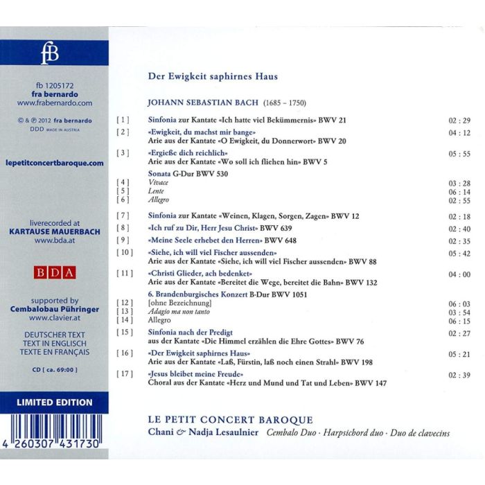 Bach: Der Ewigkeit saphirnes Haus - transkrypcje na duet klawesynowy - slide-1