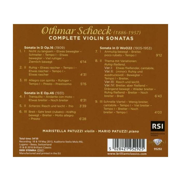 Schoeck: Complete Violin Sonatas - slide-1