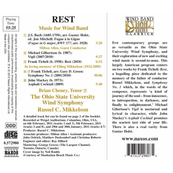 Rest: Music for Wind Band - J.S. Bach, Gilbertson, Ticheli, Mackey - slide-1